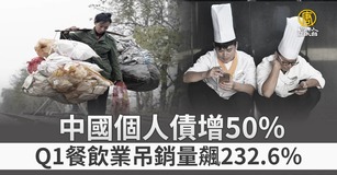 中國個人債增50％ Q1餐飲業吊銷量飆232.6％